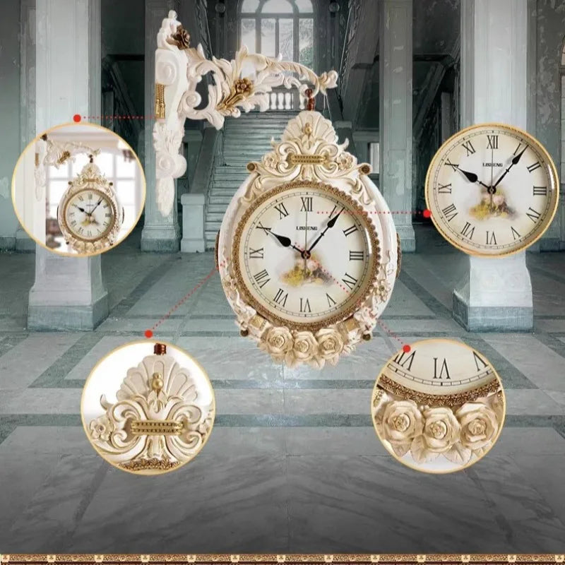 Double-Sided Silent Wall Clock – Large Minimalist Luxury Decor Decorative Wall Clock Axl