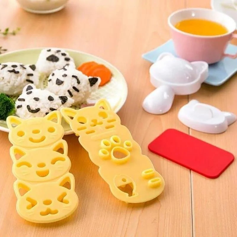 Cat & Rabbit Rice Ball Mold Set – Kids Bento Sushi DIY Tool Rice Ball Mold Set Axl