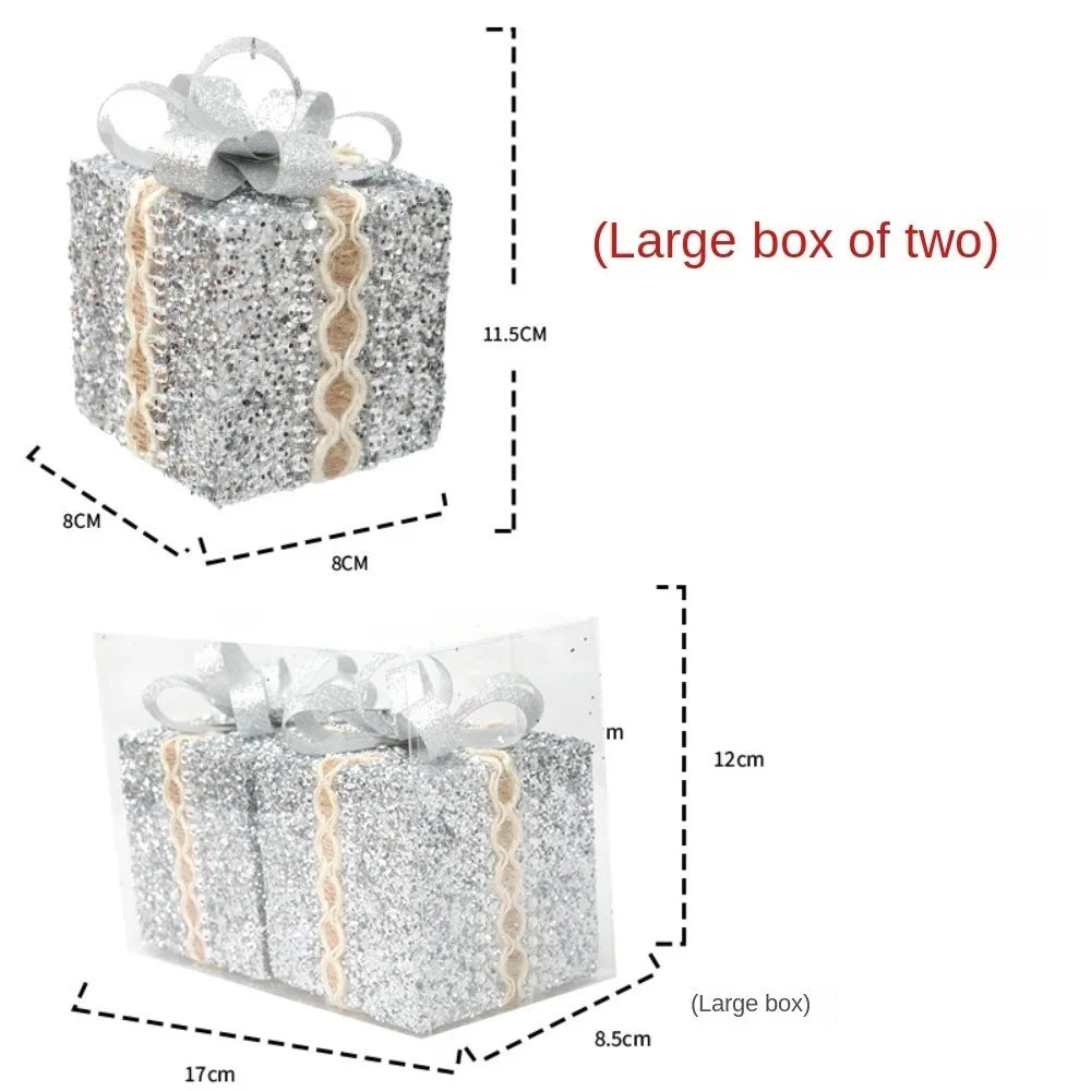 Lace Gift Box Christmas Tree Ornaments – DIY Plastic Pendant Set Christmas Tree Ornament Axl Silver Large