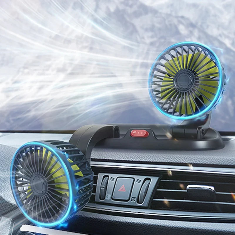360° Dual Head Car Cooling Fan USB 5V 12V 24V Dashboard Fan Car Cooling Fan Axl
