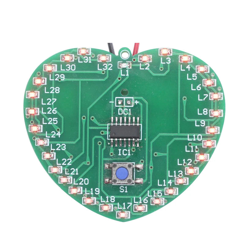 32 LED Heart-Shaped DIY Electronic Kit – SMD Flashing Light DIY Electronic Kit Axl