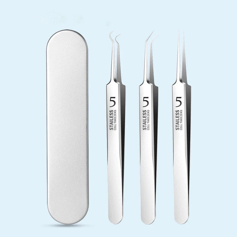 Blackhead Removal Tweezers Set – 2/3 Pcs Stainless Steel Skin Tool Skin Care Tool Set Axl Three piece box