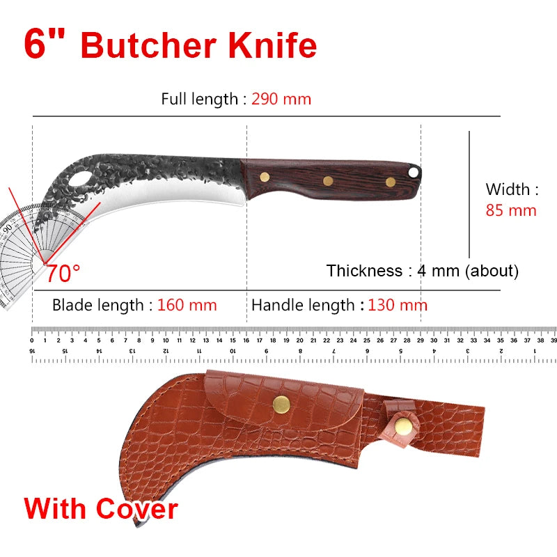 InLeung Hand Forged Kitchen Knife – Stainless Steel Wood Handle Chef Kitchen Knife Axl Knife with Cover