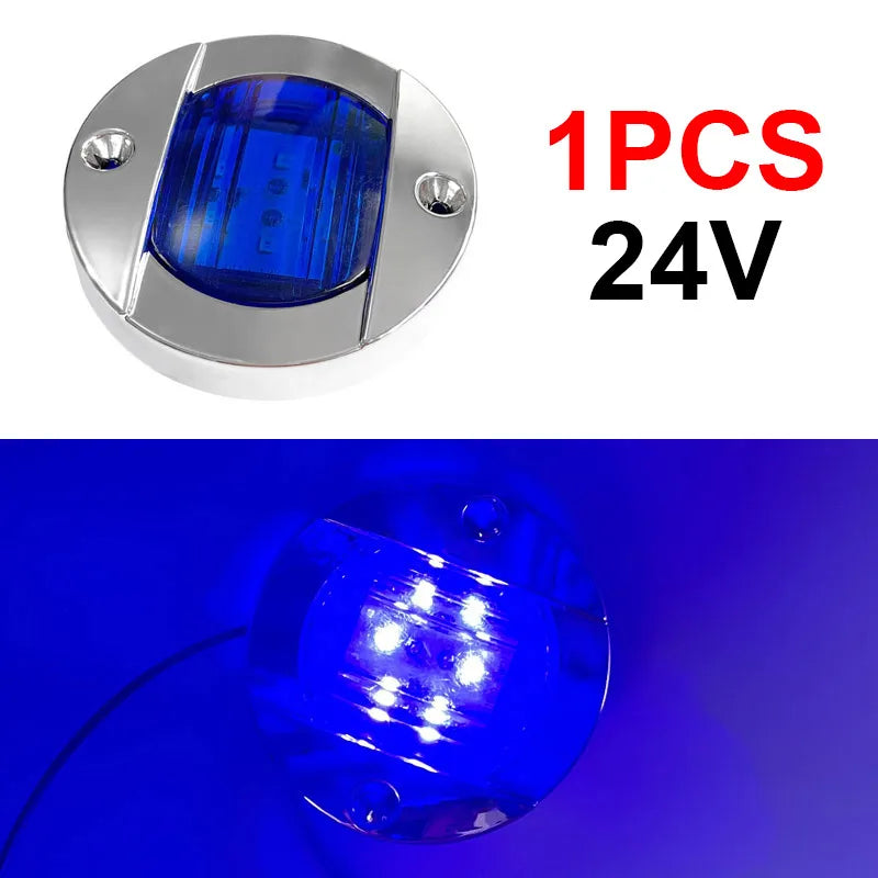 DC 12V/24V Marine LED Stern Light – Round IP67 Boat Tail Lamp Marine LED Light Axl 24V Blue 1Pcs