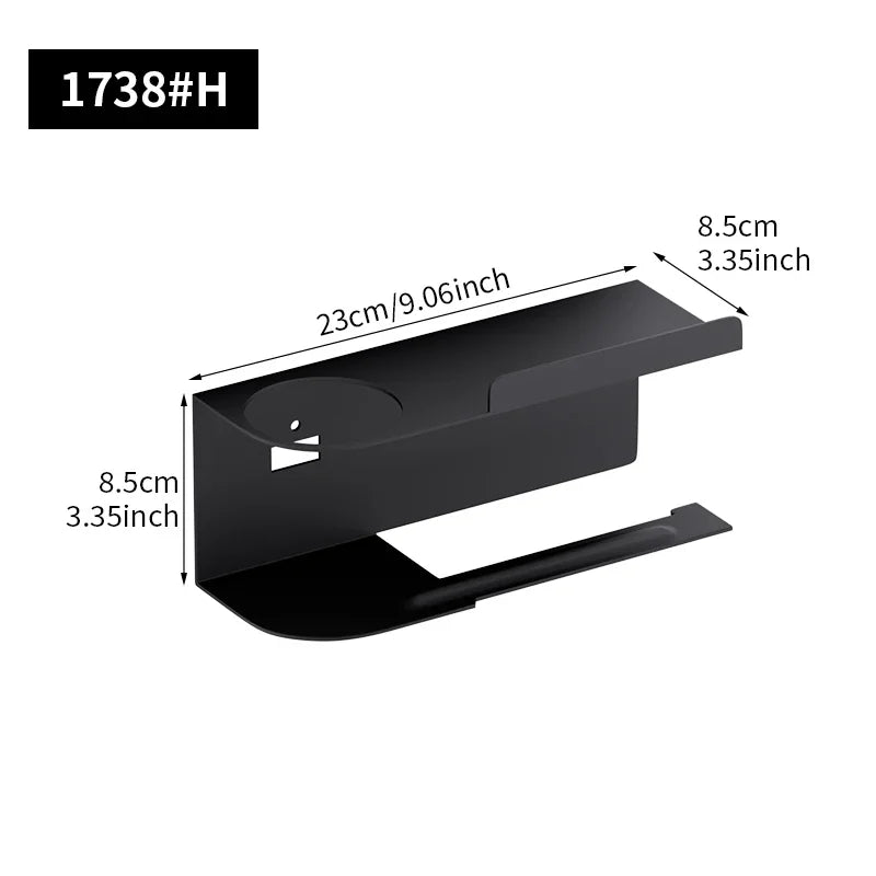 Self-Adhesive Wall-Mounted Toilet Paper Holder & Shelf Toilet Paper Holder Axl black-1738H