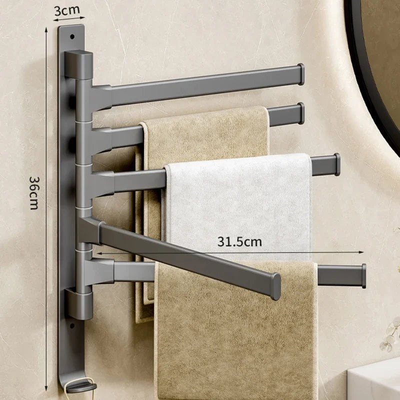 Wall Mounted Rotatable Towel Rack – Space Aluminum 2–5 Bars Towel Rack Axl Gray 5 Bar