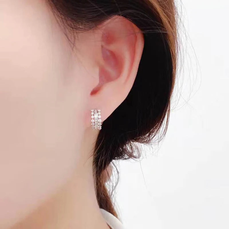 Huitan Silver CZ Crystal Hoop Earrings – Women's Statement Jewelry Hoop Earrings Axl