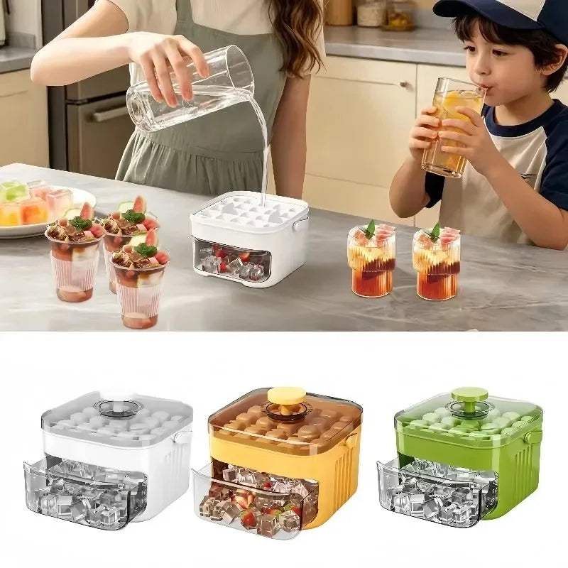 50-Grid Double Layer Ice Cube Tray with Lid | Reusable Mold Ice Cube Tray Axl