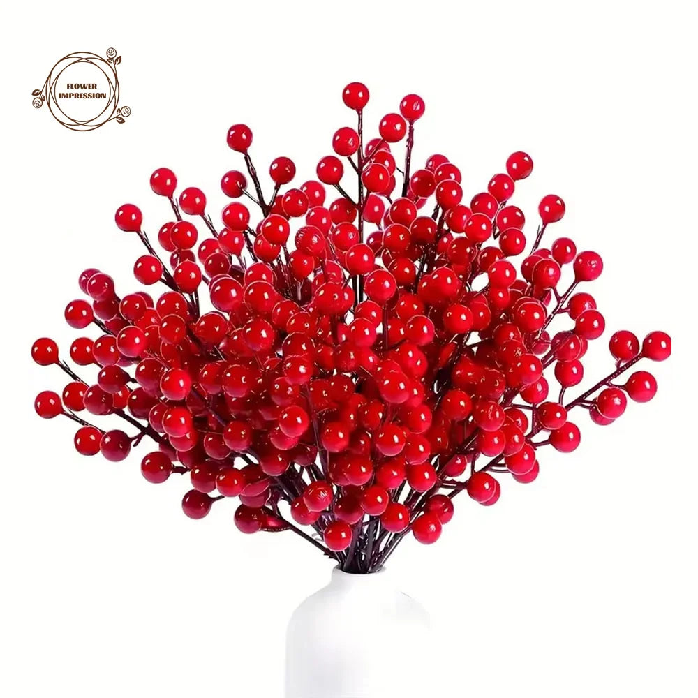 Artificial Holly Fruit Branches 10/30 PCS – Christmas Décor Artificial Flower Branches Axl