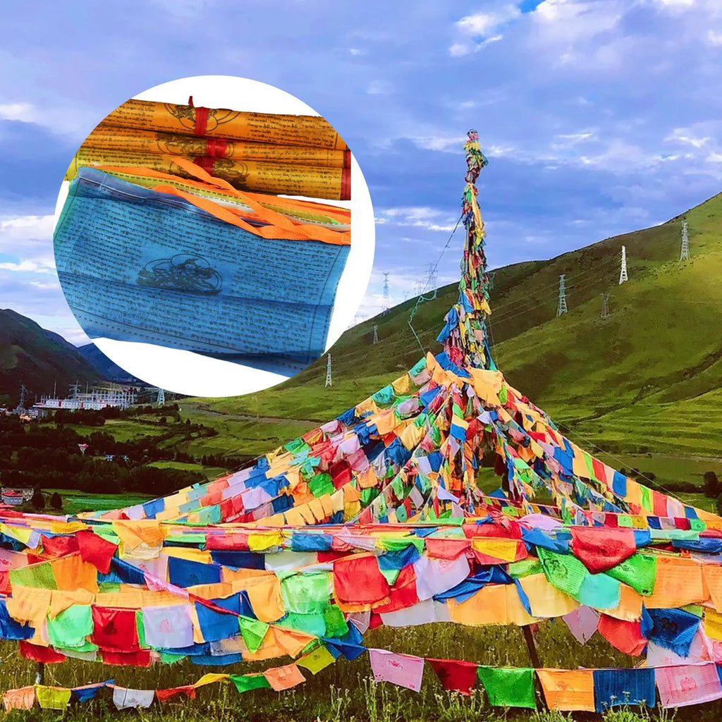 20 Pcs Tibetan Prayer Flags Buddhist Banner 10x6" | Wall Decor Prayer Flag Set Axl