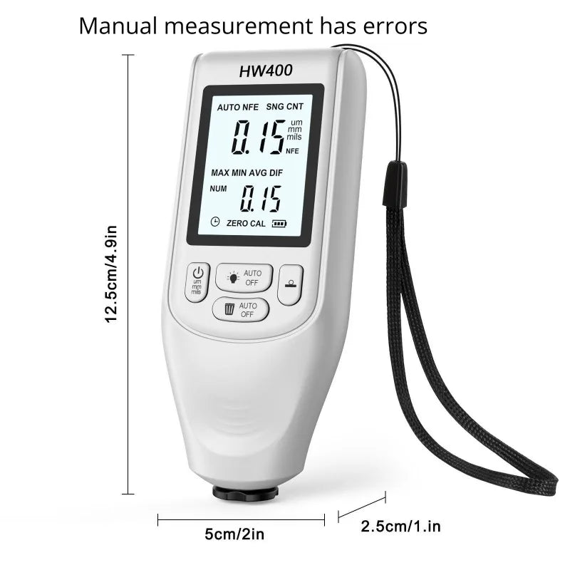 HW400 Car Paint Coating Thickness Tester – Metal Gauge Thickness Gauge Axl WHITE