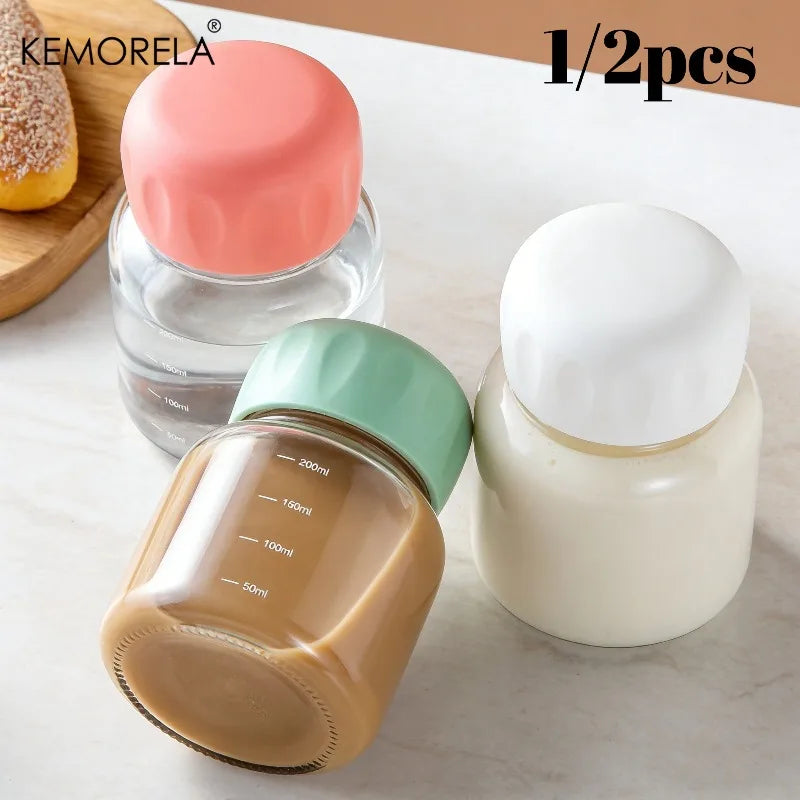 KEMORELA 200ml Mini Glass Water Bottle with Leak-Proof Lid Glass Water Bottle Axl