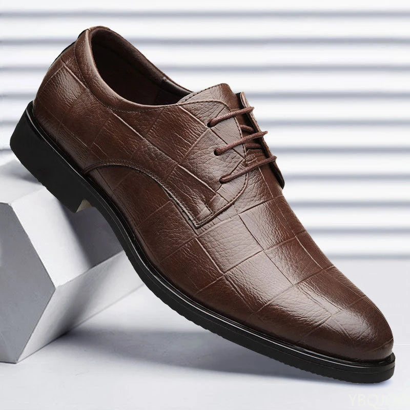 Men's Business Casual Leather Shoes – Soft Sole Lace-Up Men's Casual Shoes Axl