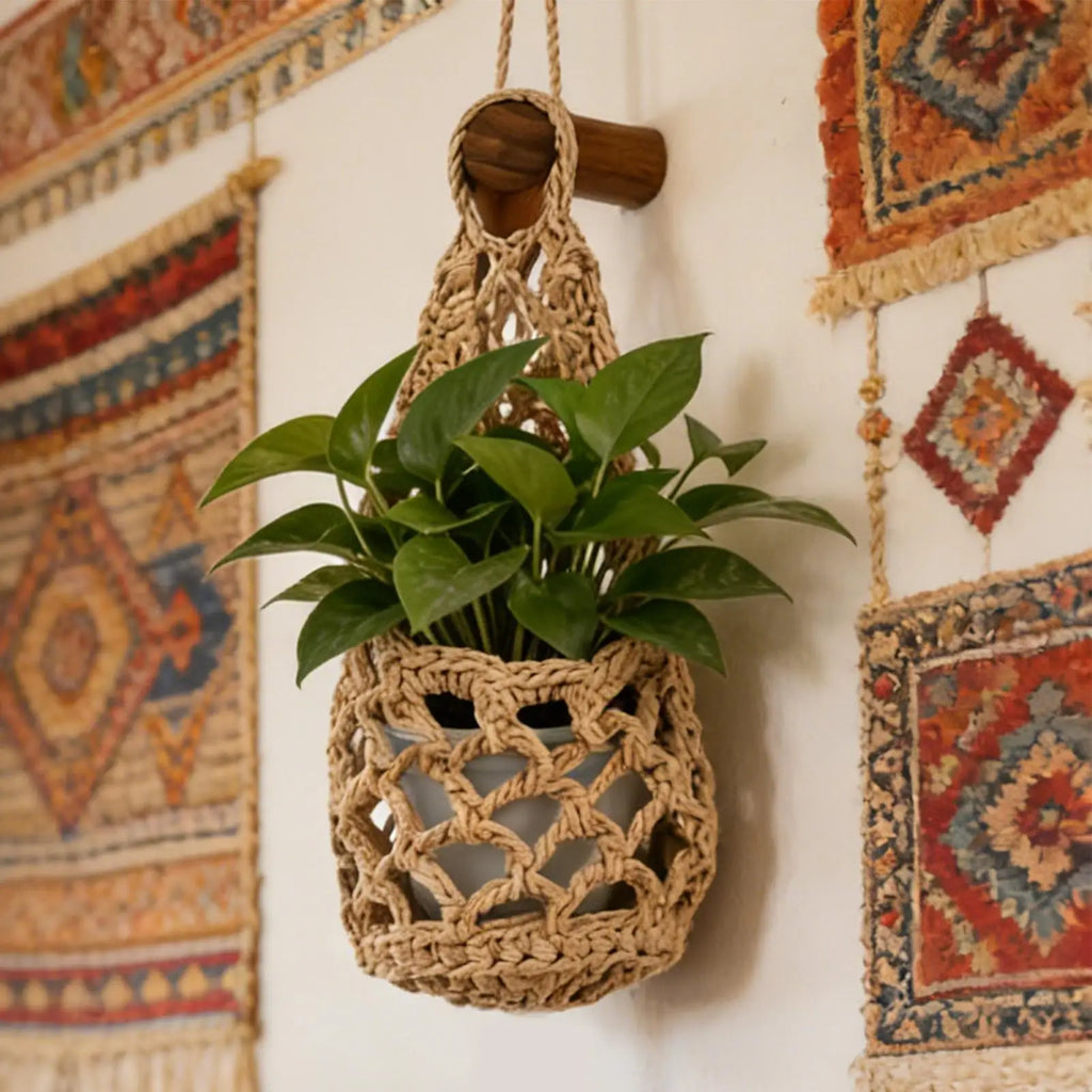 Macrame Plant Wall Hanger – Handwoven Cotton Rope Pot Holder Macrame Plant Hanger Axl