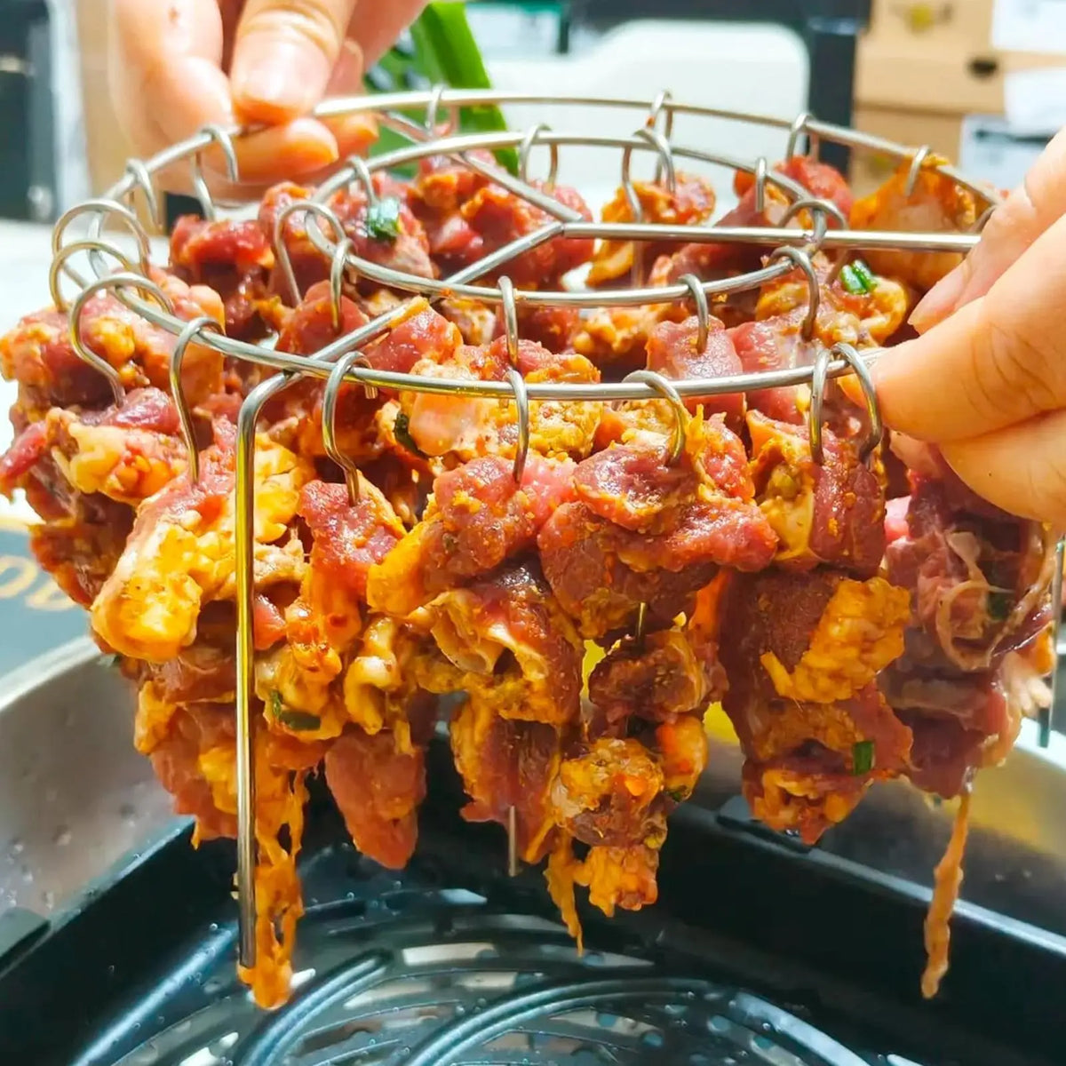 Air Fryer Grill Rack with Stainless Steel Skewers – BBQ Set Air Fryer Grill Rack Axl