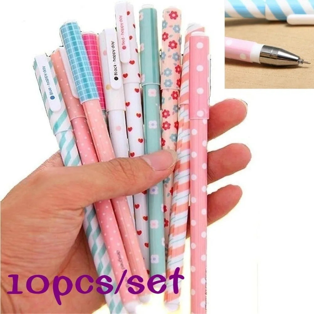 10-Piece Cute Colored Gel Pen Set – 0.38mm Fine Tip School Pens Gel Pen Set Axl random color