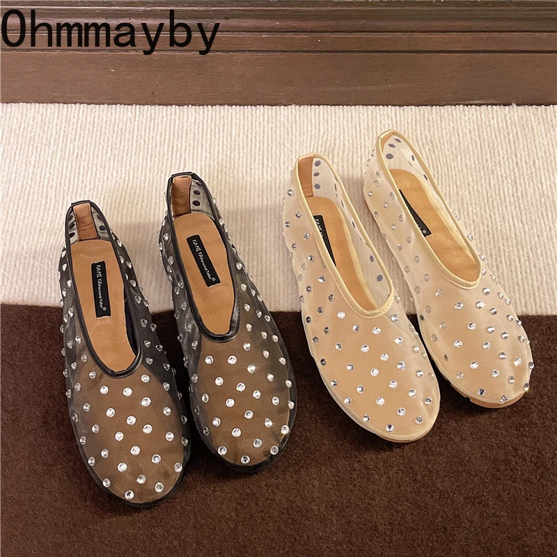 Crystal Mesh Women's Ballet Flats – Slip-On Dress Loafers Ballet Flats Axl