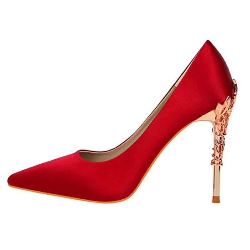 Women's Pointed Toe High Heel Pumps | 10cm Silk Wedding Shoes Women's High Heel Pumps Axl