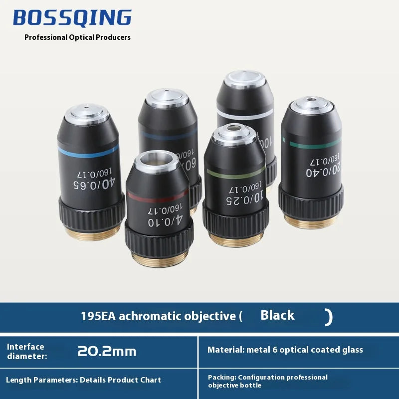 Achromatic Objective Lens Set 4X–100X | 195mm Biological Microscope Microscope Objective Lens Axl