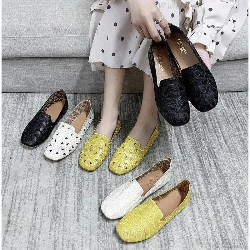 Women's Floral Mesh Slip-On Loafers | Breathable Summer Flats Slip-On Loafers Axl