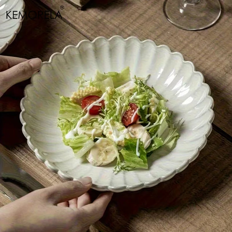 Nordic Ceramic White Glaze Dinner Plates & Bowls Set | KEMORELA Ceramic Tableware Set Axl