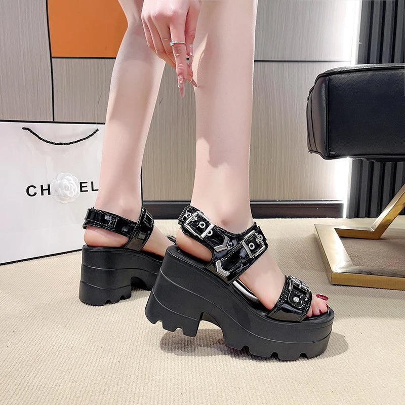 Women's Punk Platform Wedge Sandals – Hollowed-Out High Heels Platform Wedge Sandals Axl