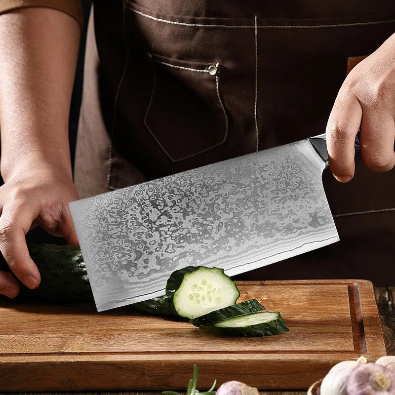 InLeung Damascus Steel Meat Cleaver – Handmade Chef Knife Damascus Chef Knife Axl
