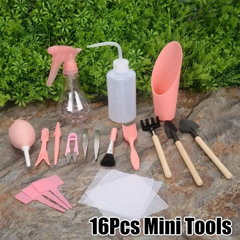 16-Piece Mini Gardening Tools Set – Succulent & Bonsai Kit Mini Garden Tool Set Axl
