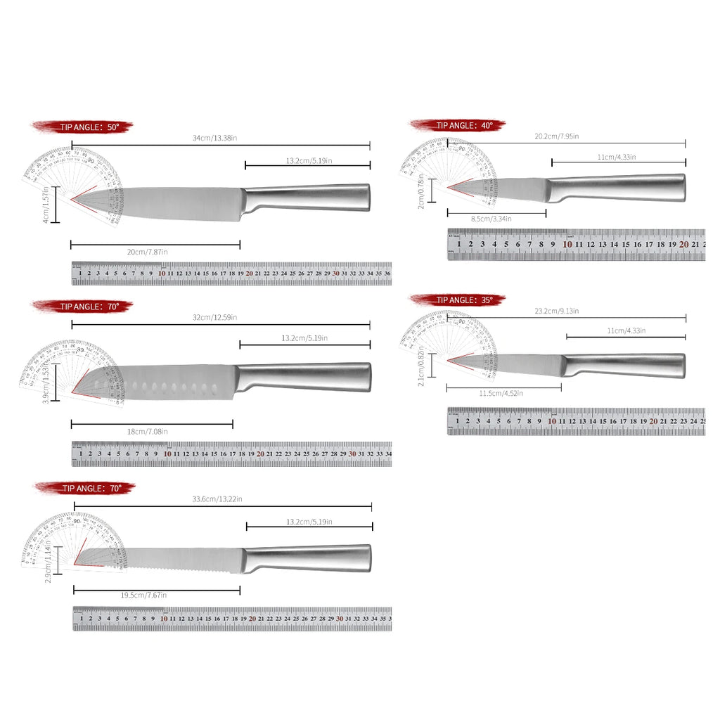 5-Piece Stainless Steel Kitchen Knife Set – Chef & Paring Knives Kitchen Knife Set Axl