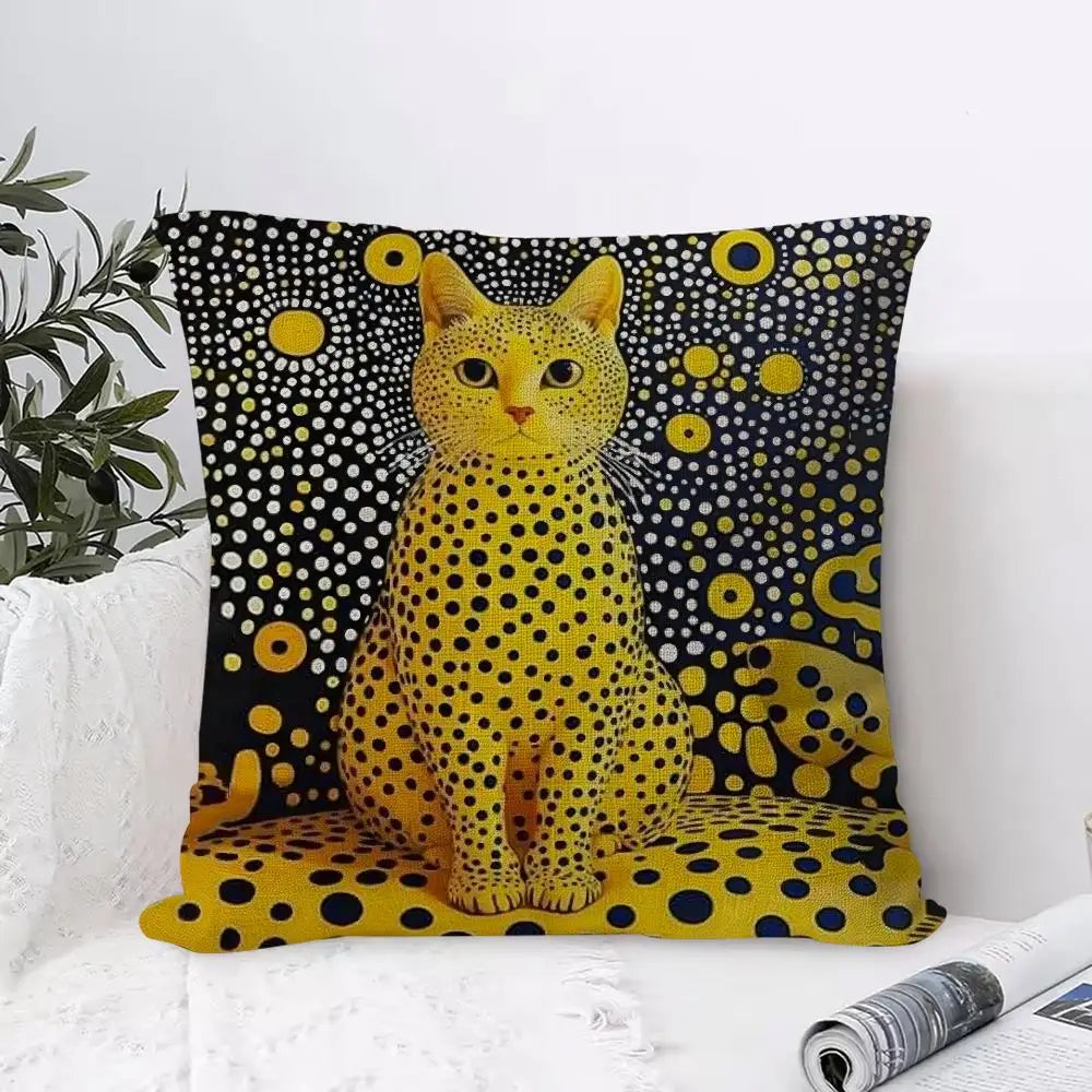Yayoi Kusama Abstract Pumpkin Linen Cushion Cover | Art Décor Decorative Cushion Cover Axl White3 50X50cm