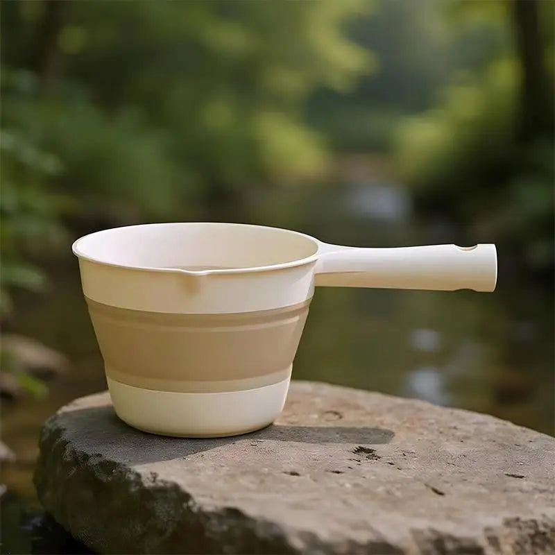 Collapsible Silicone Water Dipper – Foldable Travel Ladle Collapsible Water Ladle Axl Beige