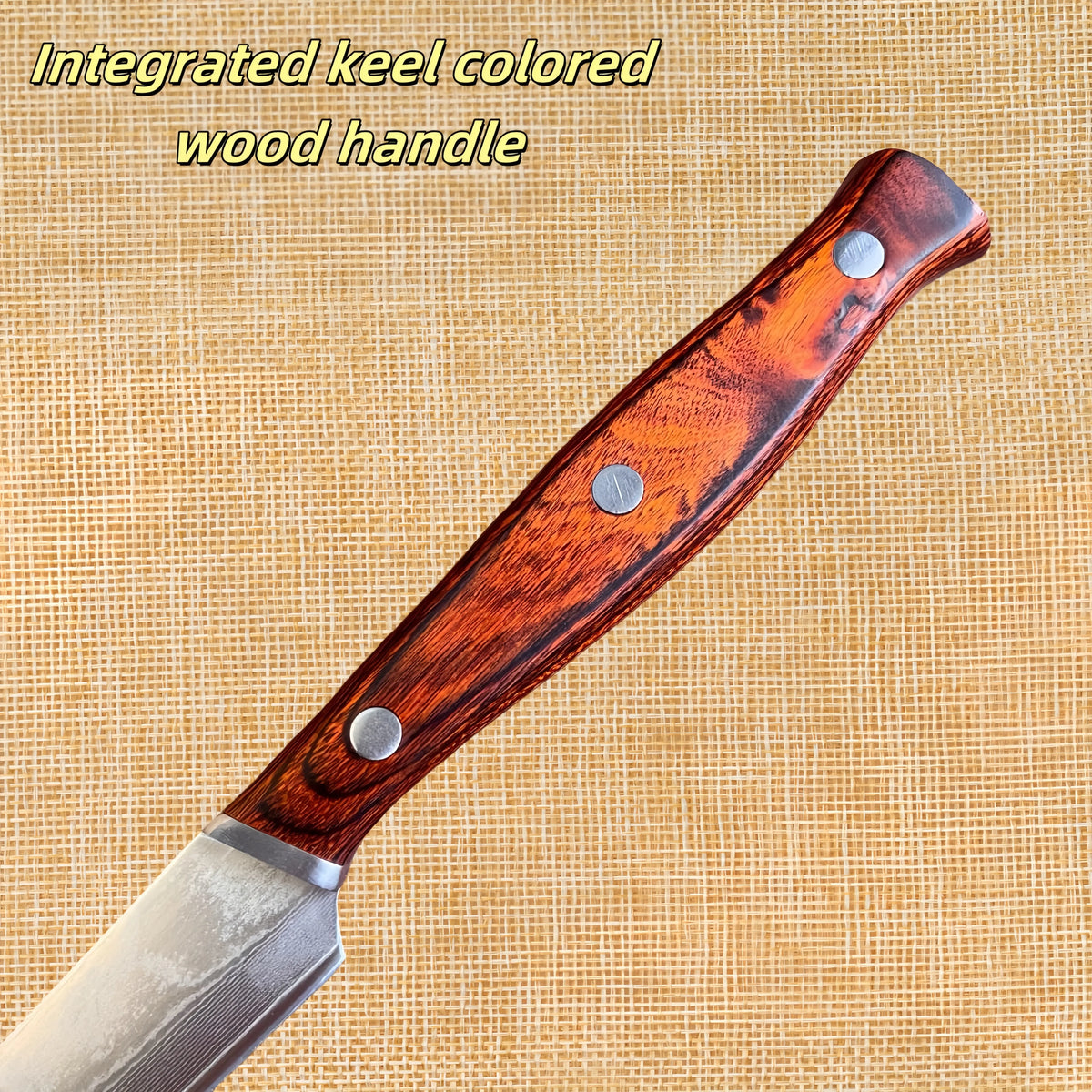 67-Layer Damascus VG10 Steak Knife – Wood Handle & Sheath Damascus Kitchen Knife Axl