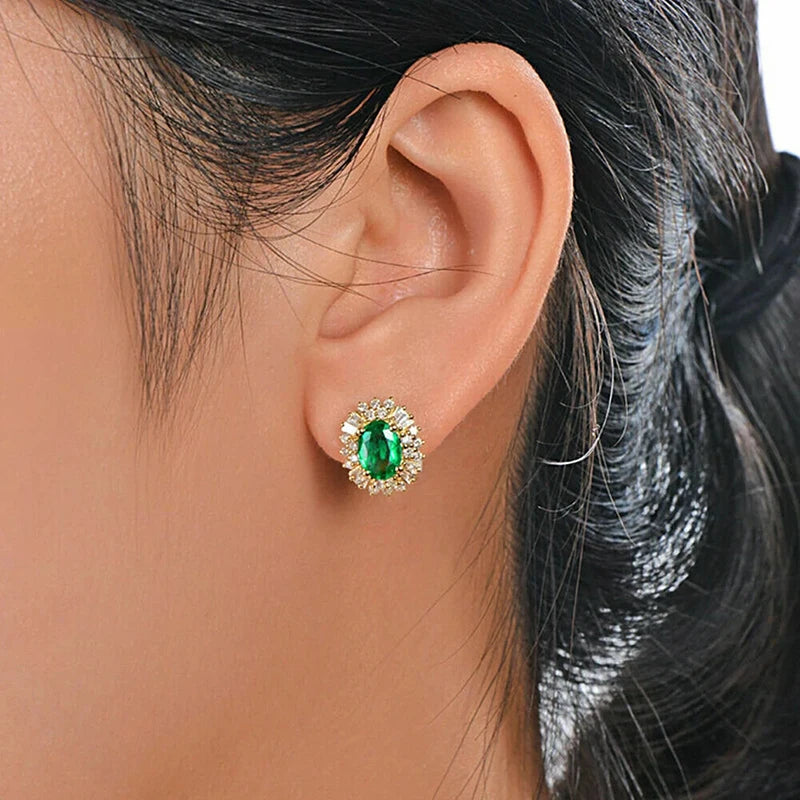 Huitan Gold Hoop Earrings – Green & White Cubic Zirconia Hoop Earrings Axl