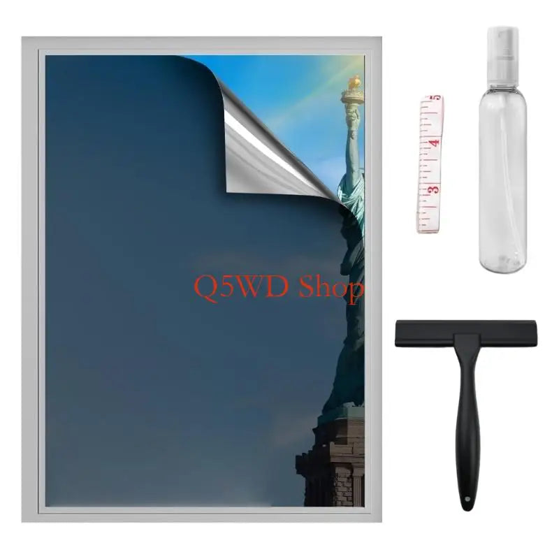 One-Way Mirror Window Film 60×500cm | UV & Heat Blocking Tint Window Privacy Film Axl black silver CN