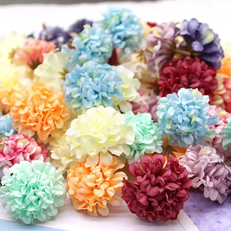Artificial Silk Carnation Flower Heads 50/100 Pcs | DIY Decor Artificial Flower Heads Axl