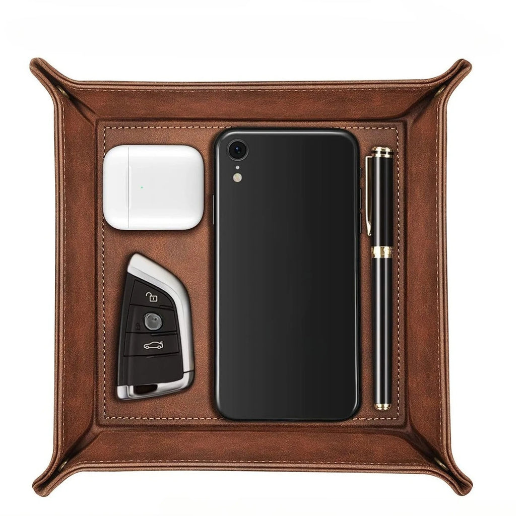 Foldable PU Leather Desktop Storage Box & Desk Organizer Leather Desk Organizer Axl