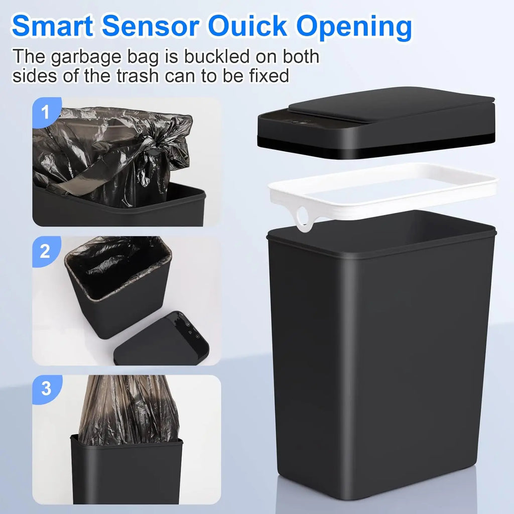 ONEKA Slim Motion Sensor Trash Can with Lid | Bathroom & Kitchen Motion Sensor Trash Can Axl