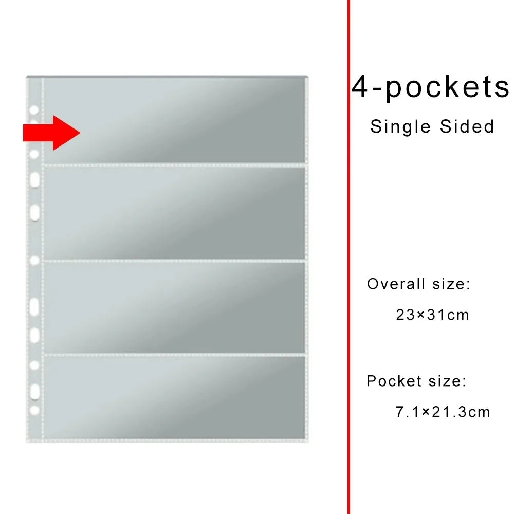 A4 Clear Binder Sleeves – 10 Sheet Photo & Card Pages Binder Sleeve Pages Axl 4-pockets Long