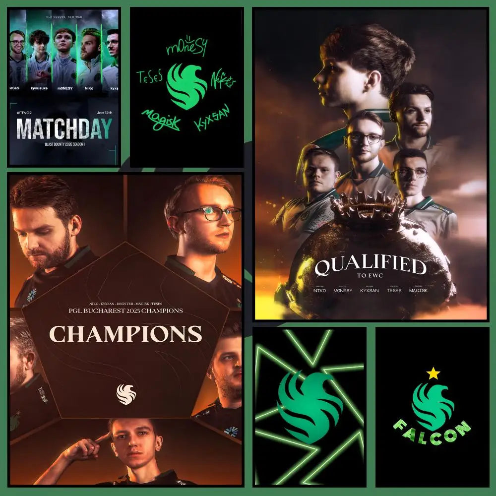 Esports Team Falcons Wall Poster – Self-Adhesive HD Art Wall Art Poster Axl