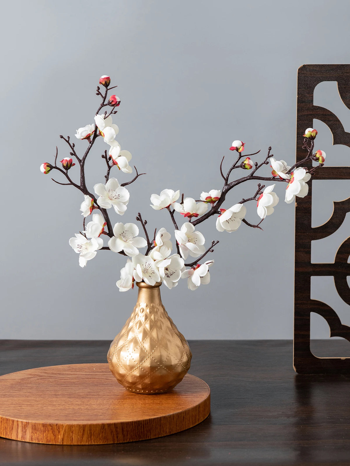 Silk Plum Blossom Branch – Artificial Spring Flower Decor Artificial Flower Branch Axl green