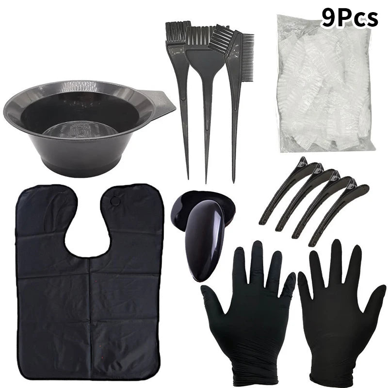 Hair Coloring Kit – Dye Comb, Bowl, Brush & Clips | 5/7/9 Pc Hair Coloring Kit Axl 9Pcs