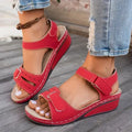 Women's Open Toe Wedge Sandals – Soft Buckle Summer Shoes Women's Wedge Sandals Axl 36 Red