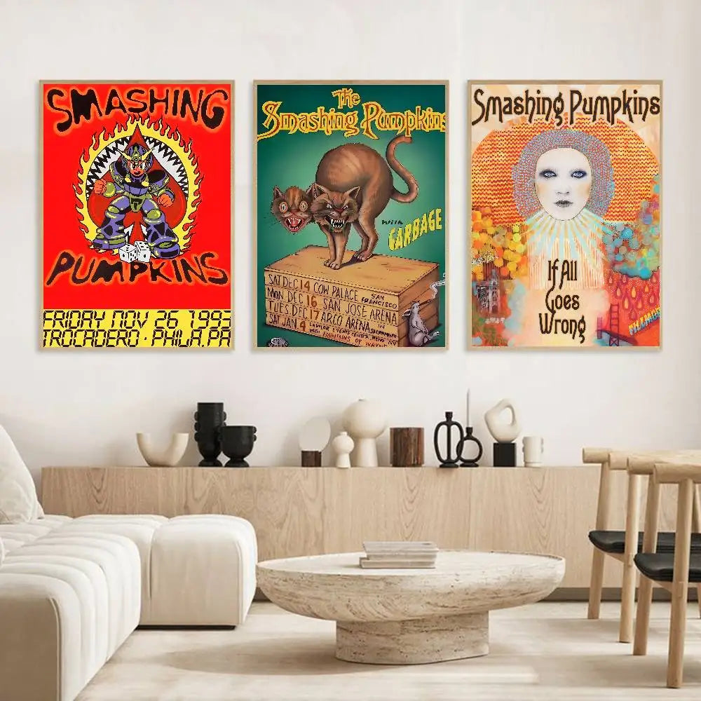 Smashing Pumpkins HD Poster – Self-Adhesive Waterproof Wall Art Music Band Poster Axl