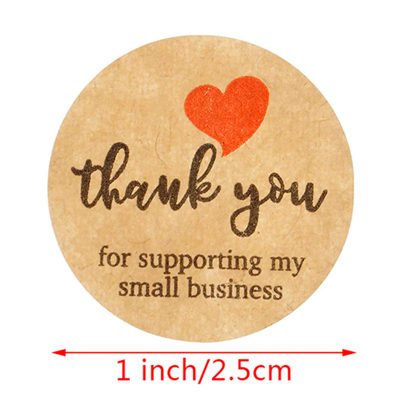 500 Thank You Stickers – Round Kraft Paper Seal Labels Roll Decorative Sticker Labels Axl
