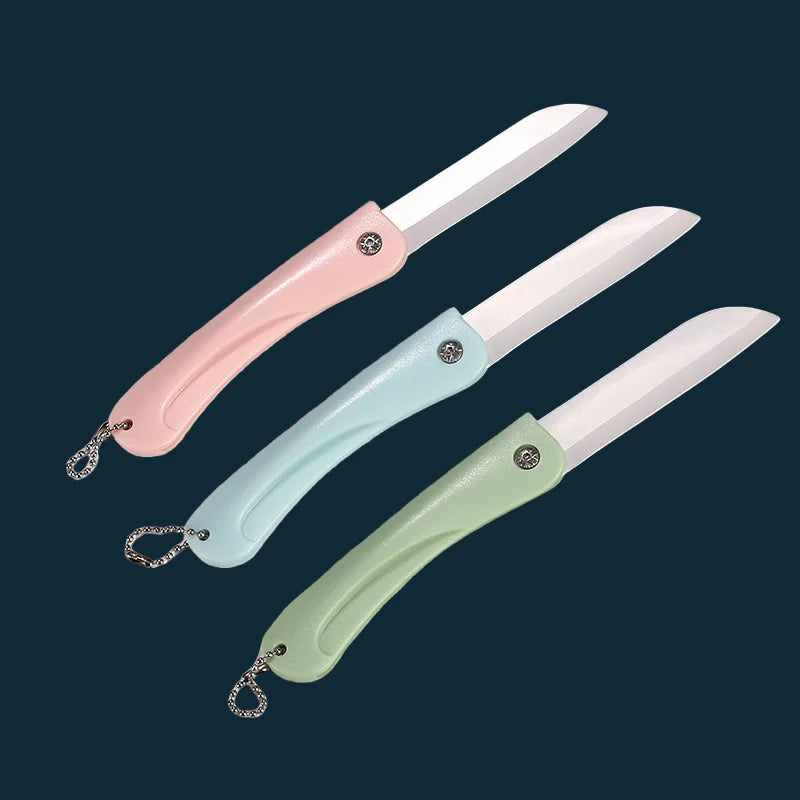 Folding Ceramic Fruit Knife – Portable Paring Knife with Sleeve Ceramic Paring Knife Axl 3-Pcs Set