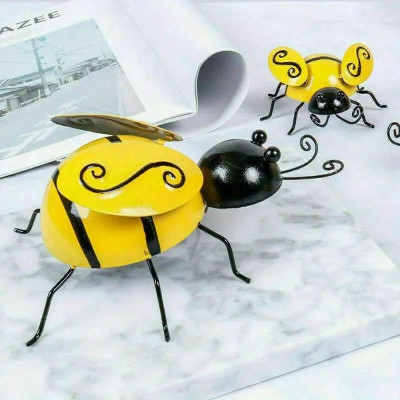 4-Pack Metal Bumble Bee Wall Ornaments – Vintage Garden Décor Metal Wall Ornament Axl