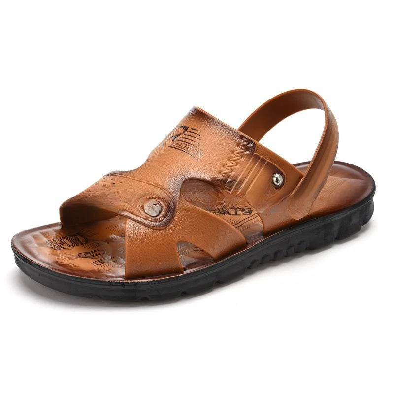 YBQJOO Men's Open Toe Leather Sandals – Anti-Slip Beach Shoes Men's Sandals Axl