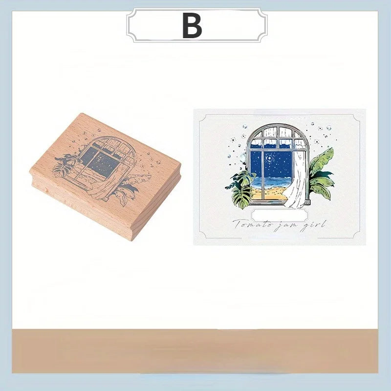 Wooden Rubber Stamp – Journal & Card Lover Seal | Nature Motifs Decorative Rubber Stamp Axl B