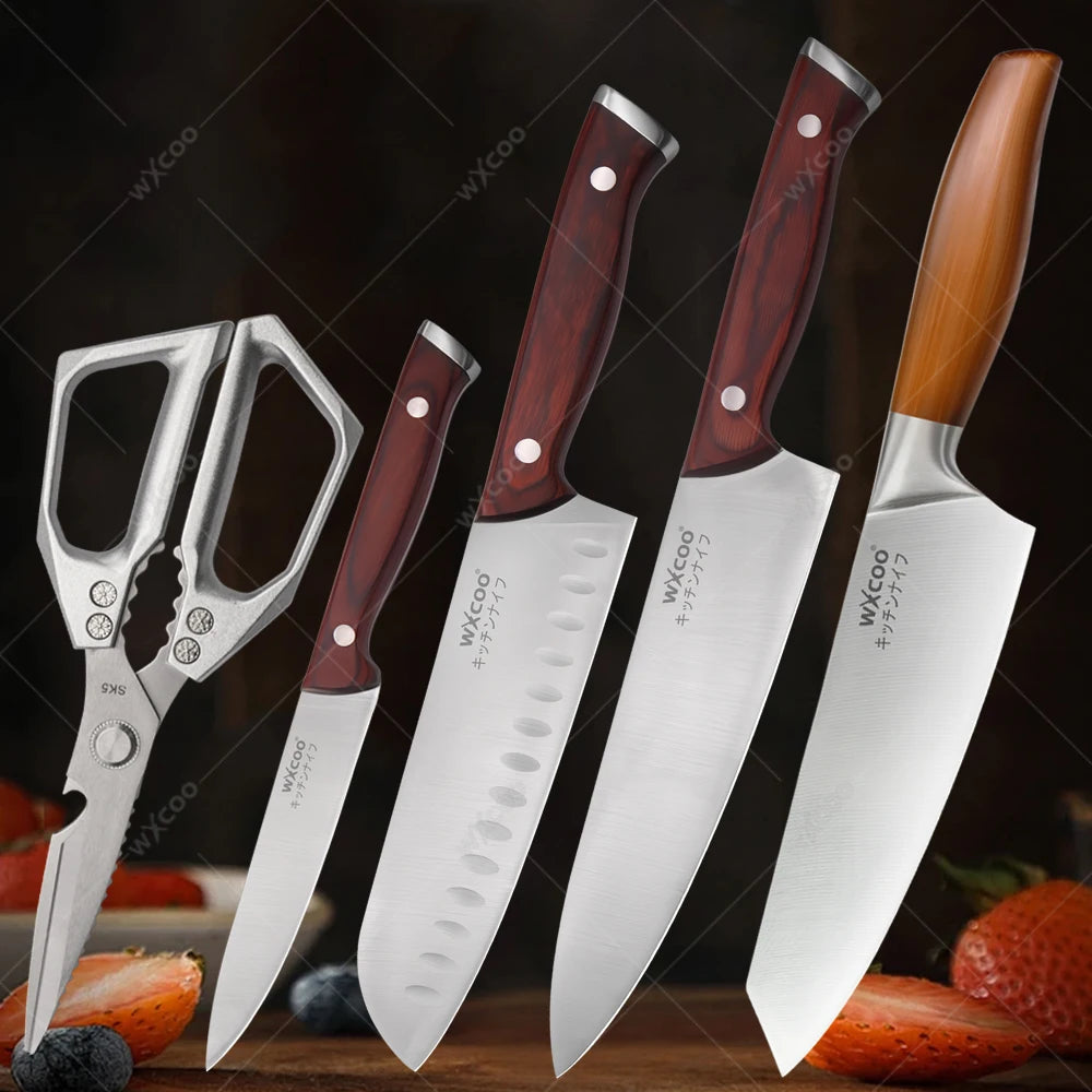 WXCOO Japanese Santoku Knife | Wooden Handle Kitchen Knife Kitchen Knife Axl