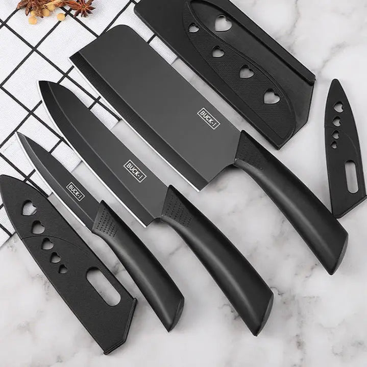 Sharp Stainless Steel Kitchen Knife – Fruit, Veg & Meat Kitchen Knife Axl 3pcs black